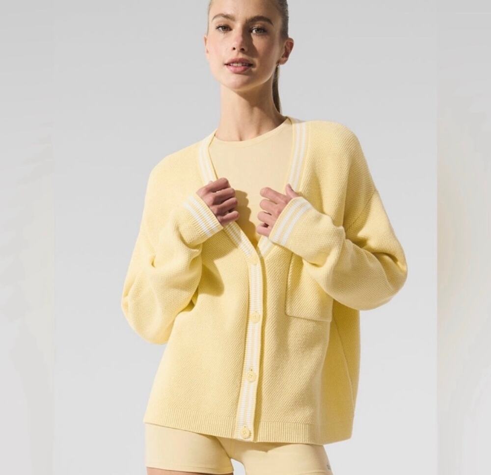 Copied - Alo Yoga Waffle Knit Cardigan Butter Yellow S